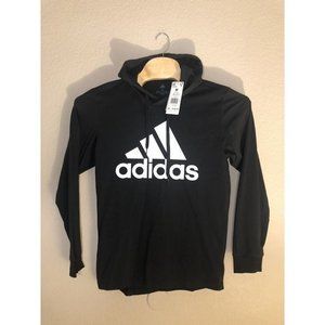 ADIDAS Hoodie Essentials Logo Mens Medium Black‎ / White  Thin Sweatshirt NEW